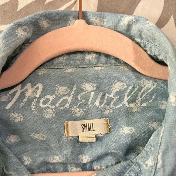Madewell Denim L/S woven with white ditsy floral print- size S - Picture 5 of 5